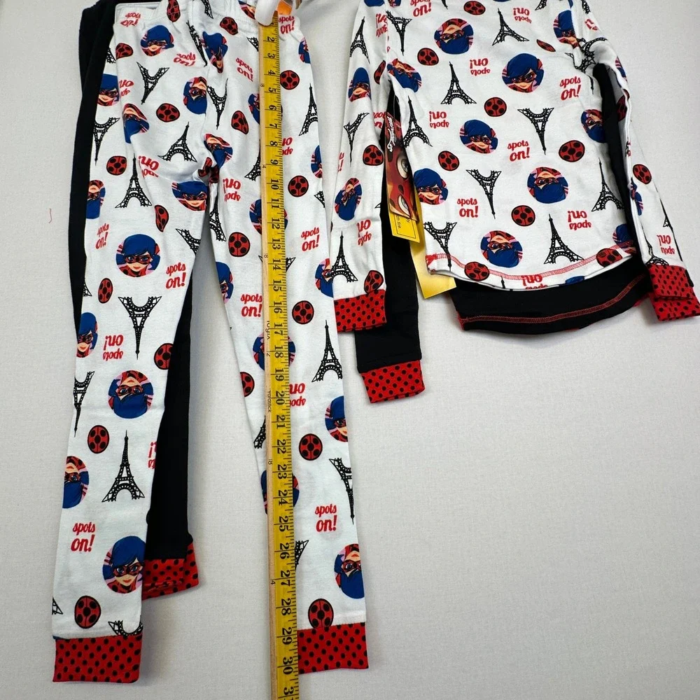 Miraculous Ladybug‎ 4PC Pajama Set Girls Size 8 Red Black Cotton